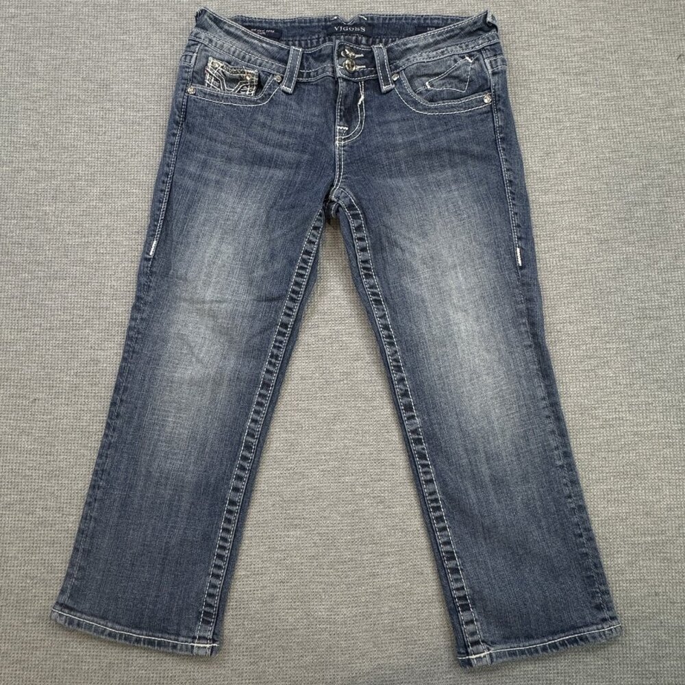 Vigoss Womens Blue Denim The New York Capri Jeans Low Rise Size 3/4 Length 21